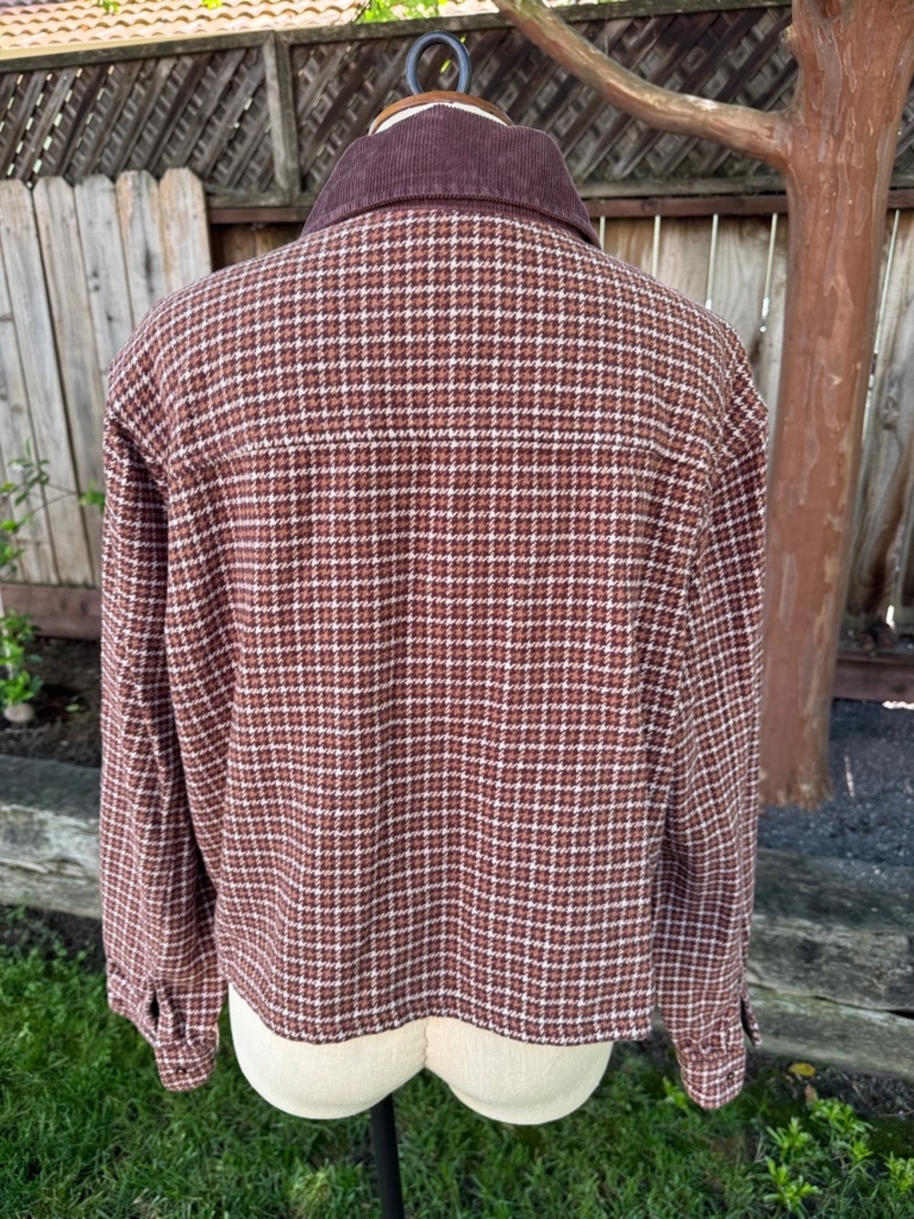 Lucky Brand Cropped Utility Jacket Houndstooth Brown Corduroy Collar Women's XL - Picture 5 of 9
